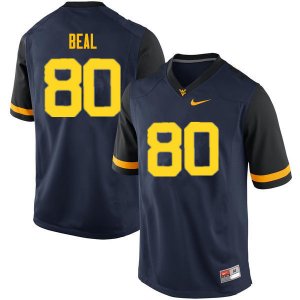 Men's West Virginia Mountaineers NCAA #80 Jesse Beal Navy Authentic Nike Stitched College Football Jersey JR15V84QY